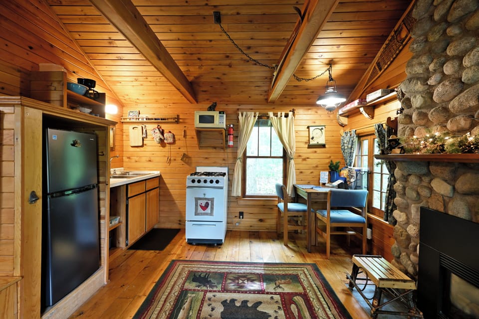 The dining area is lit by soft natural light.