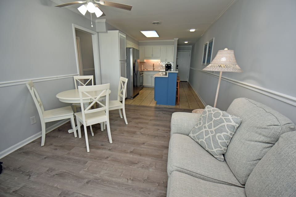 View of Dining, Kitchen, & Entry from Living Area
