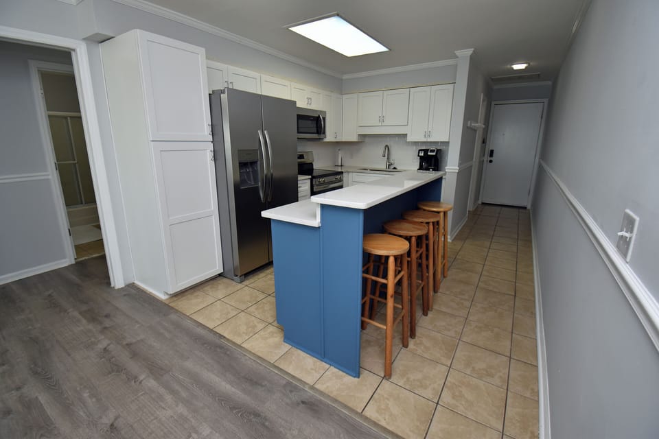 Breakfast bar overlooking the kitchen.