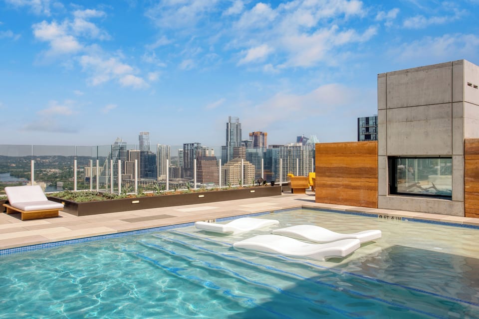 Shared rooftop pool.