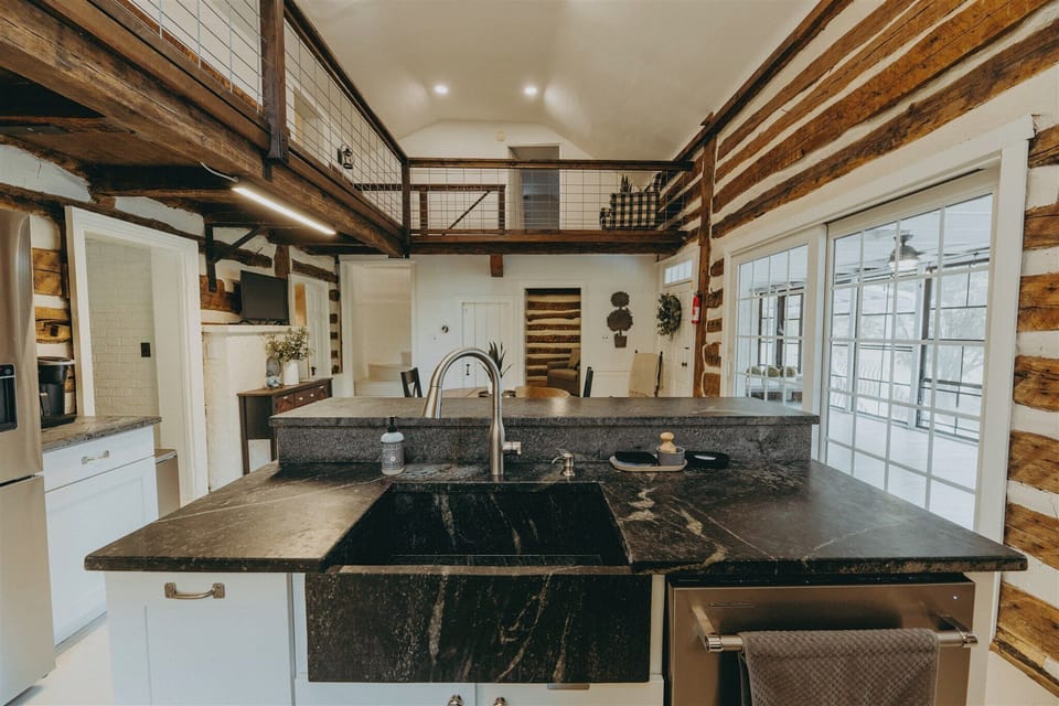 The kitchen boasts high ceilings and a balcony from where you can watch the cooking show.
