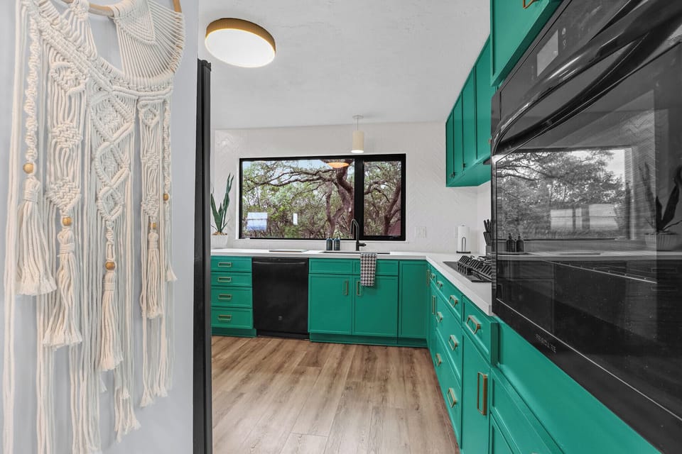 Entering the kitchen from the hallway.