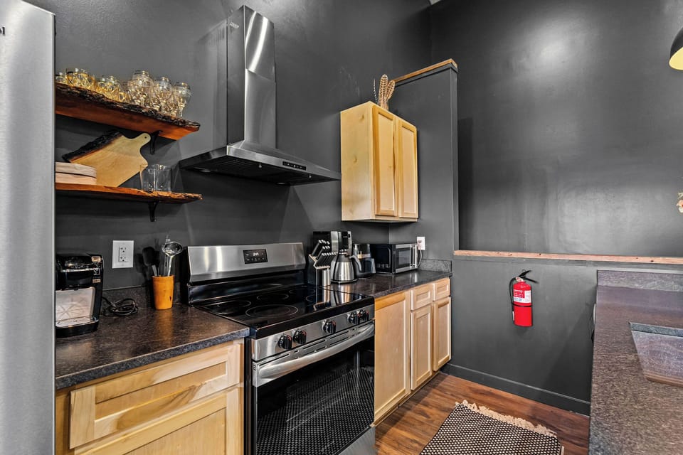 Stove and cabinets