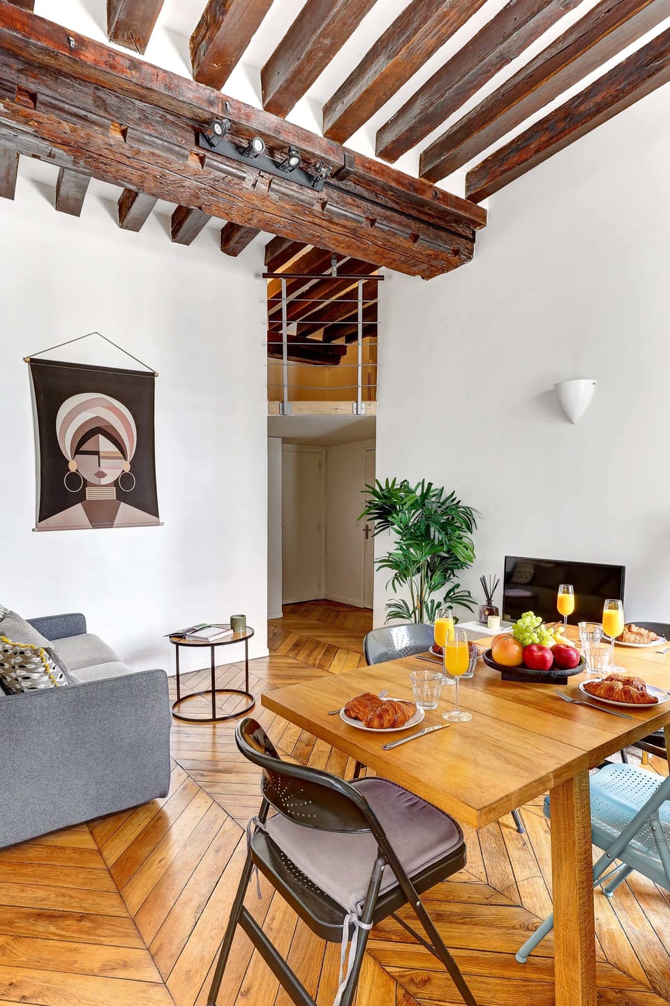 The open-plan living and dining area