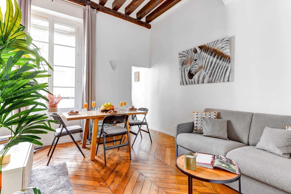 The open-plan living and dining area
