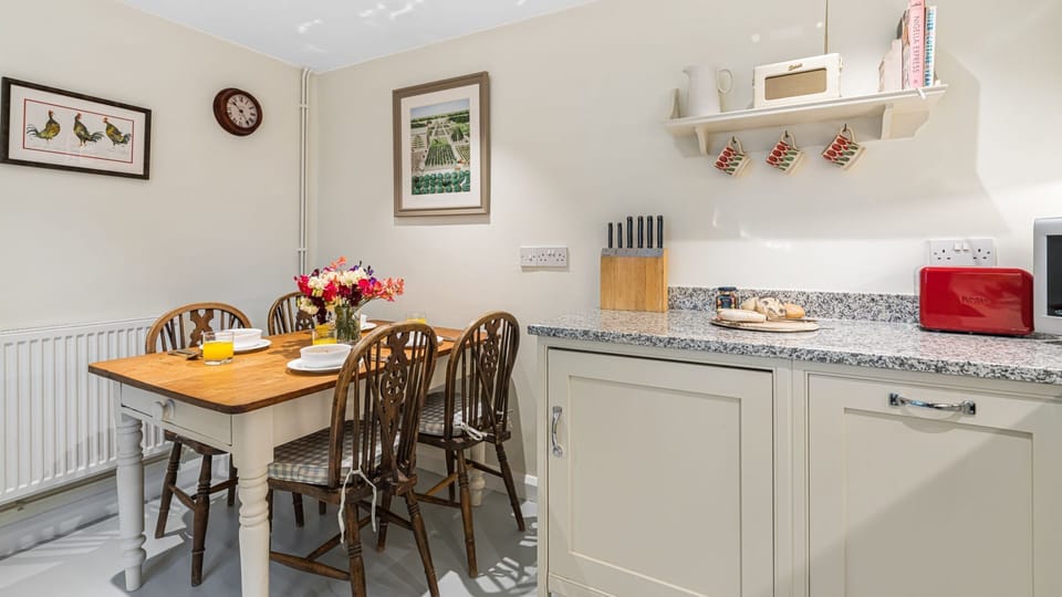 The dining table can seat five and is also great for spreading out the maps or playing a board game together after dinner