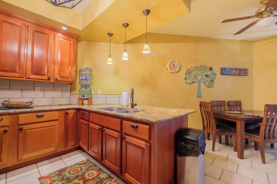 View from kitchen to living area