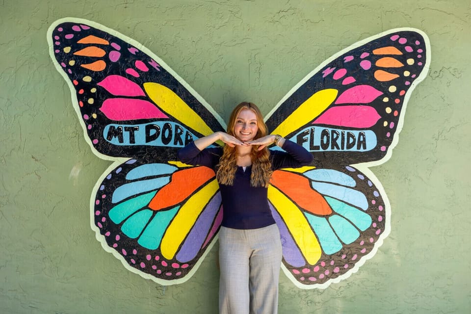 Take photos with our interactive butterfly mural in the patio