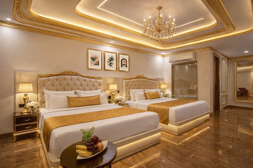 Family Room | Premium bedding, down comforters, memory foam beds, desk