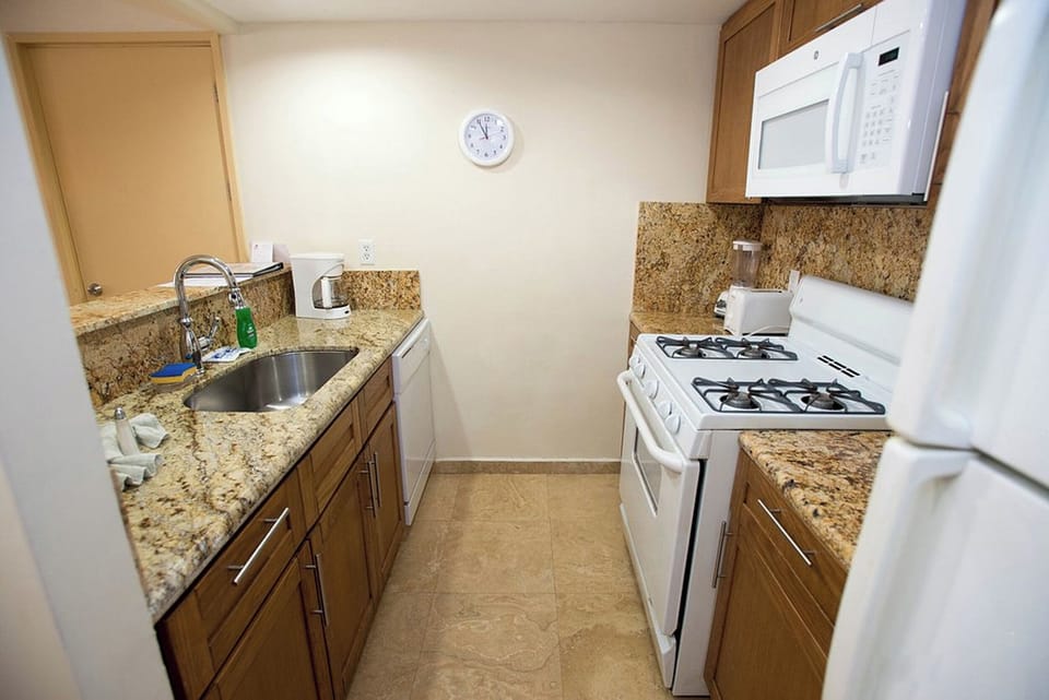 Full Modern Cooking Kitchen with all appliances; cookware, dishes, cutlery, etc.