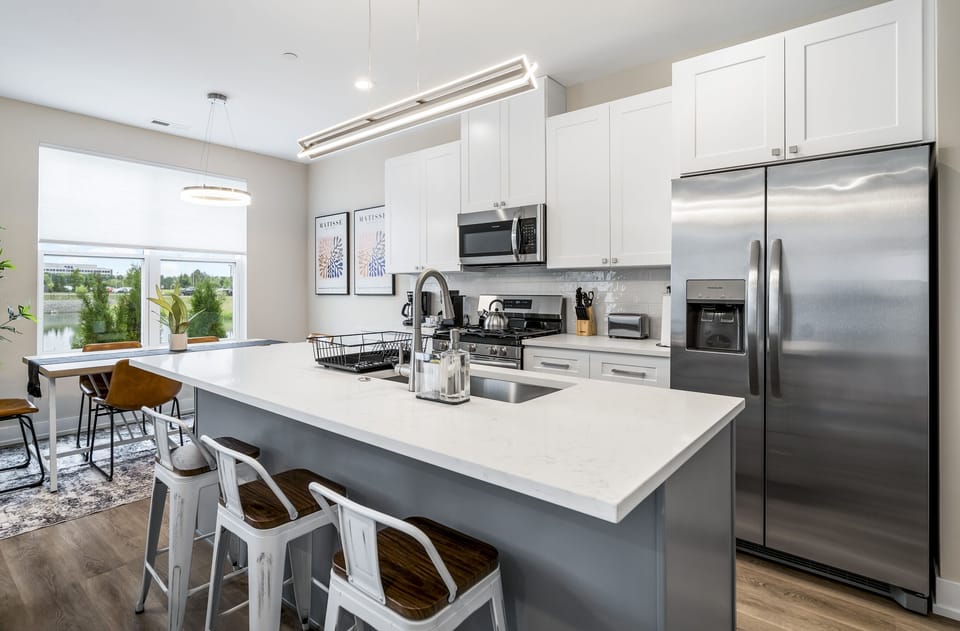 Family Apartment, Pets Allowed, Lake View | Private kitchen | Fridge, microwave, oven, stovetop