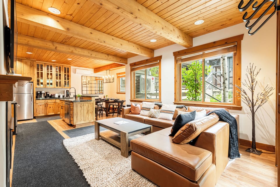 Open Concept Living Area with Mountain-Modern Furnishings