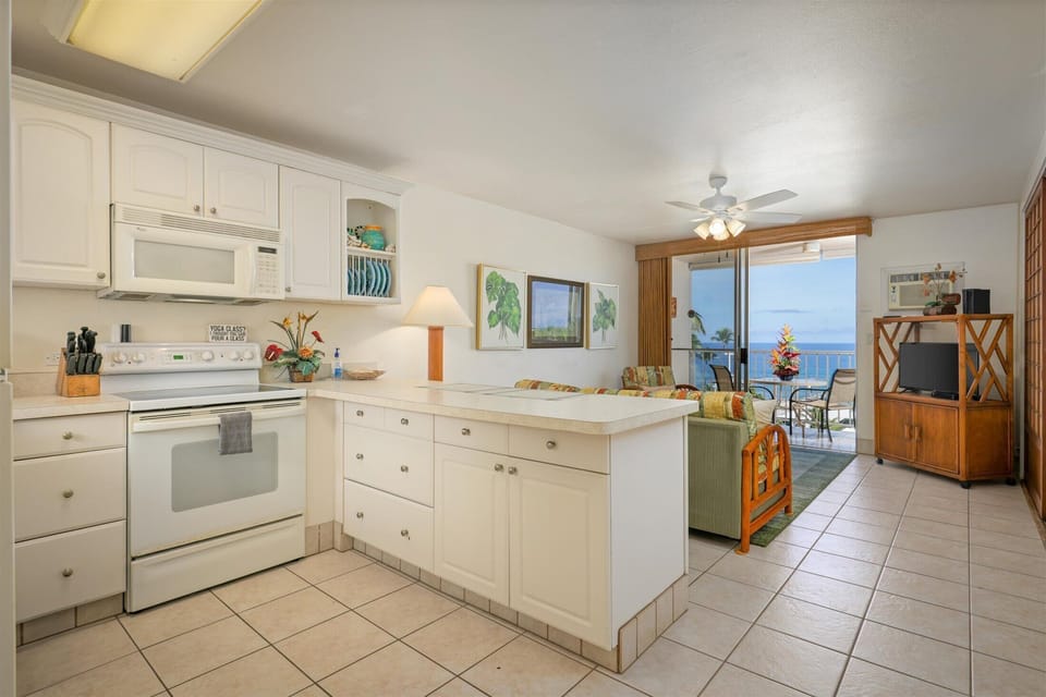 Ocean view from kitchen and living room