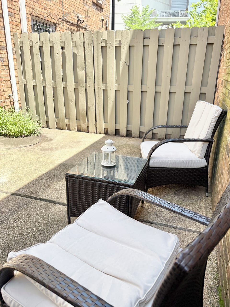 Sitting area on private patio! Enjoy the sounds of the baseball game or concert