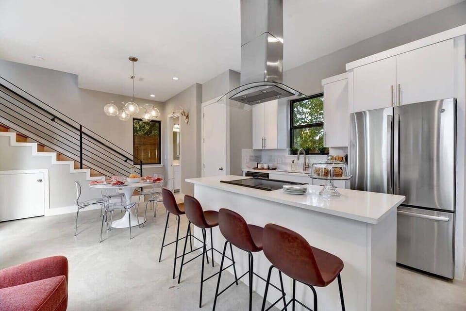 Open concept living and dining area