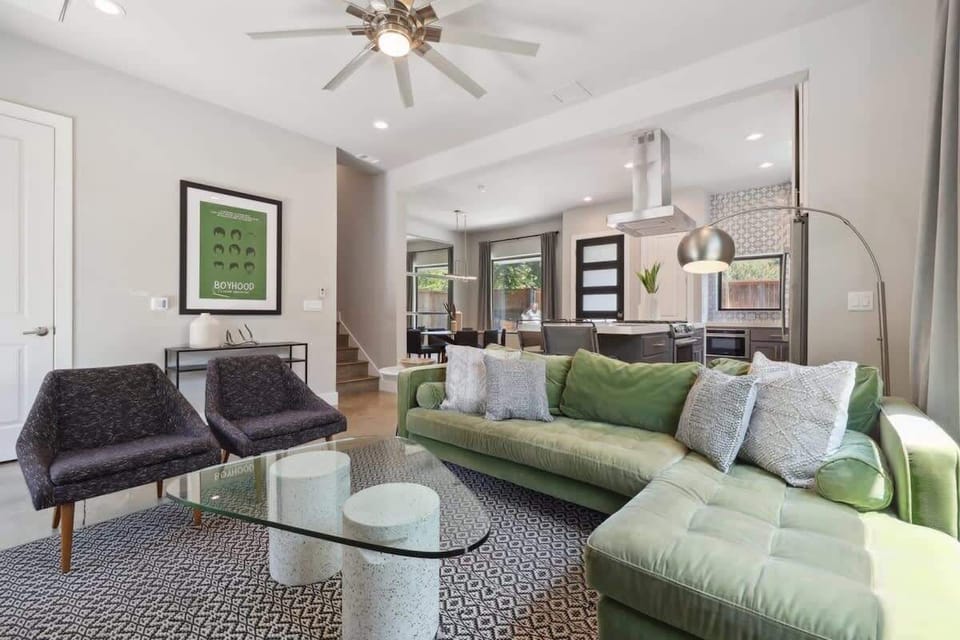 Open Concept Living Room | XL Flat Screen TV | First Floor | Central Common Area
