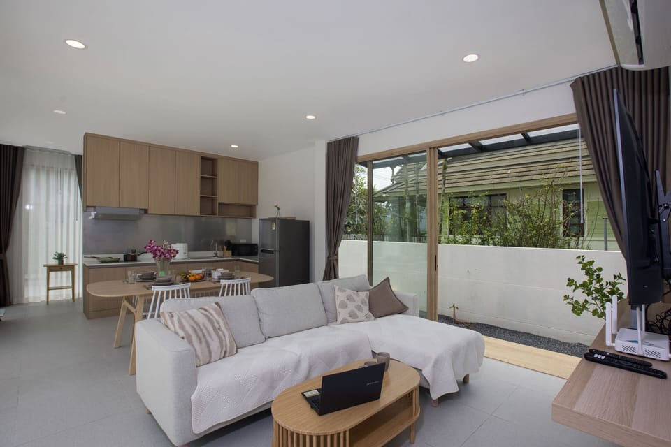 Design Villa, 2 Bedrooms, Pool View | Living area | 36-cm flat-screen TV with cable channels