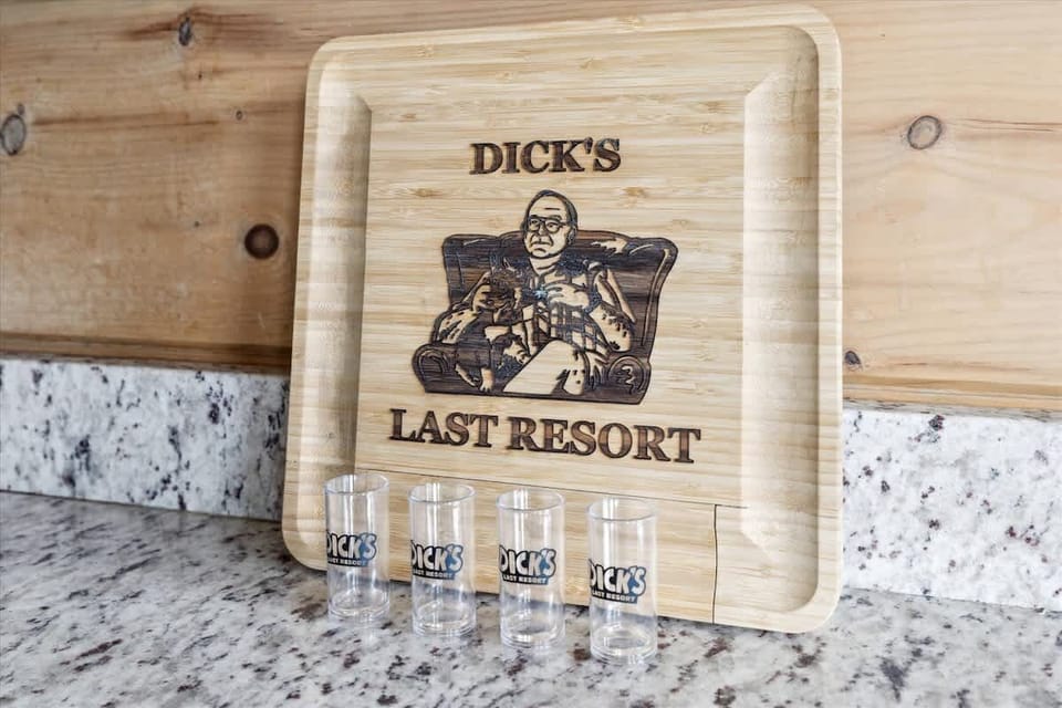 Unique Bar Experience: Enjoy laughs and fun with quirky decor and shot glasses at your getaway!