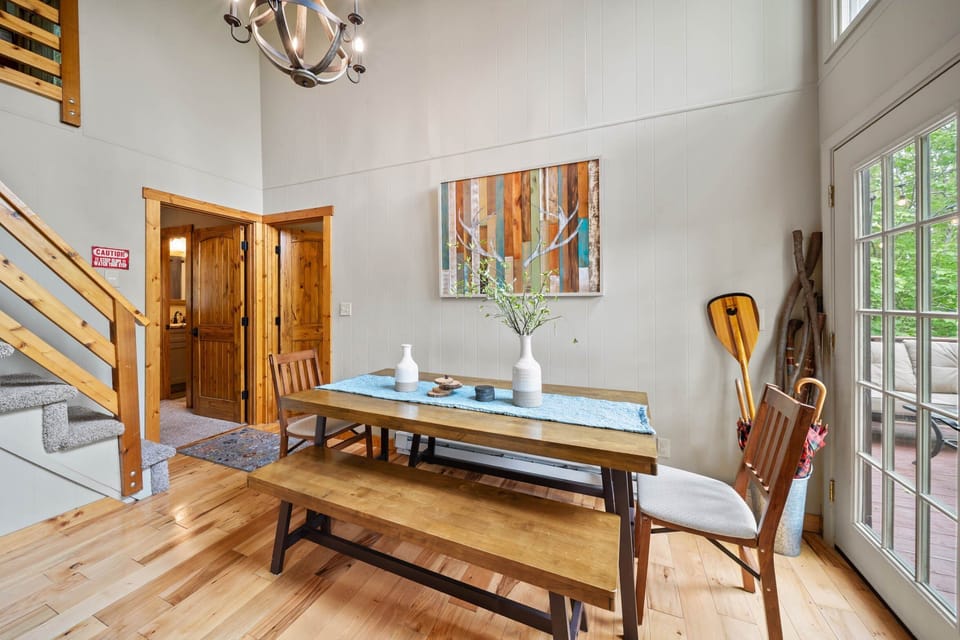 Wood Dining Table with Bench Seating