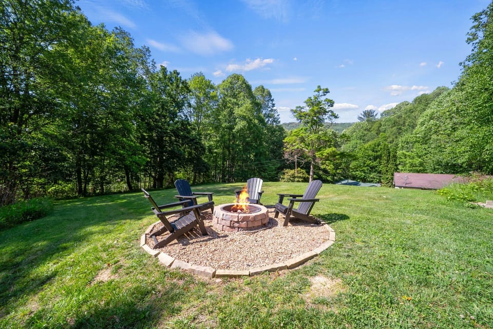 Wood Burning Fire Ring in the Spacious Yard