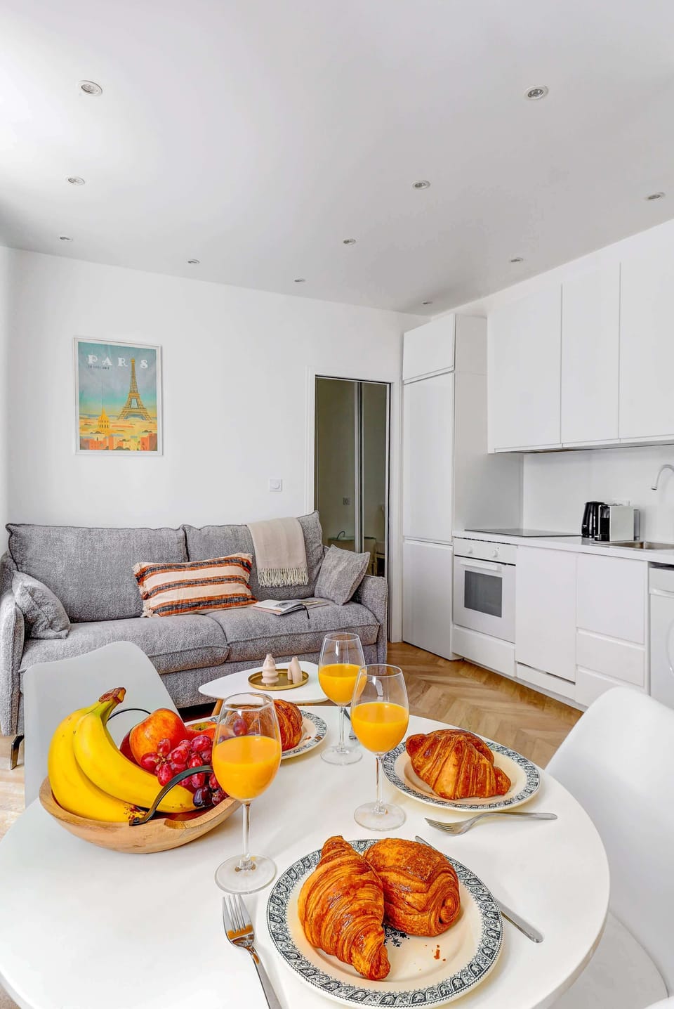 The open-plan living, kitchen and dining area