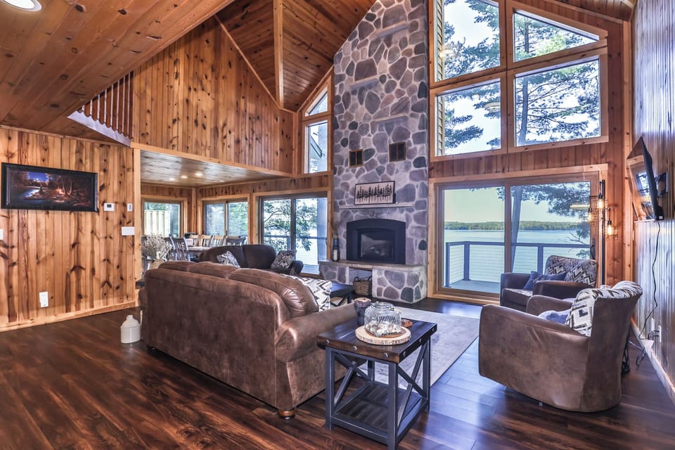 Enjoy the beautiful scenery from the cathedral windows in the great room