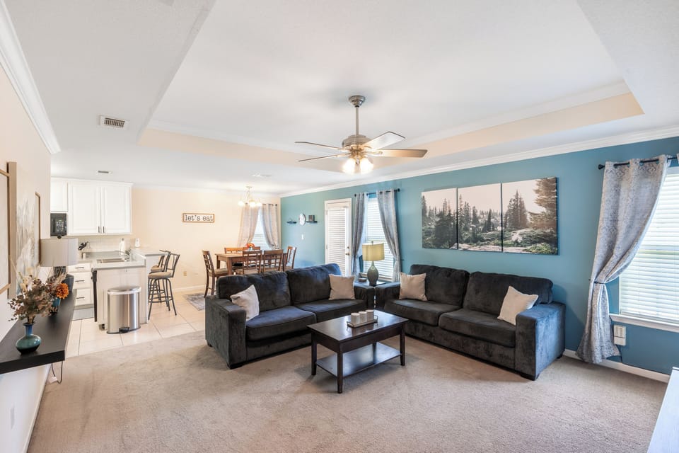 Spacious living room open to the kitchen and great for entertaining! 