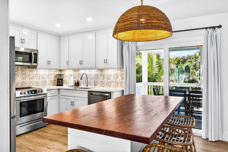 Fully stocked kitchen with everything you need for home-cooked meals. 