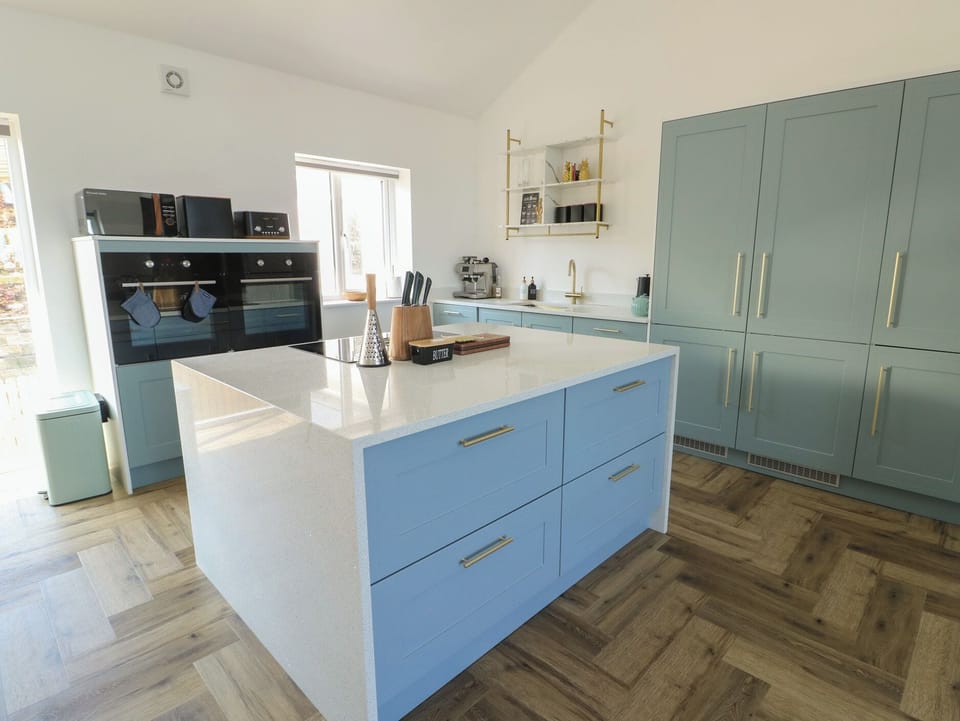 Fridge, dishwasher, cookware/dishes/utensils