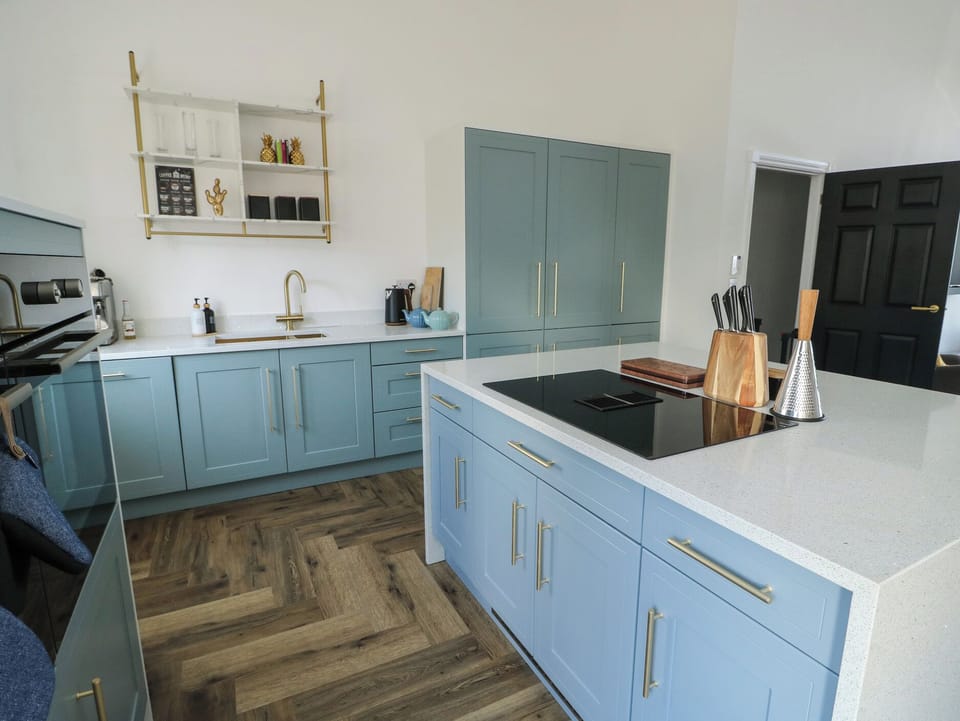 Fridge, dishwasher, cookware/dishes/utensils