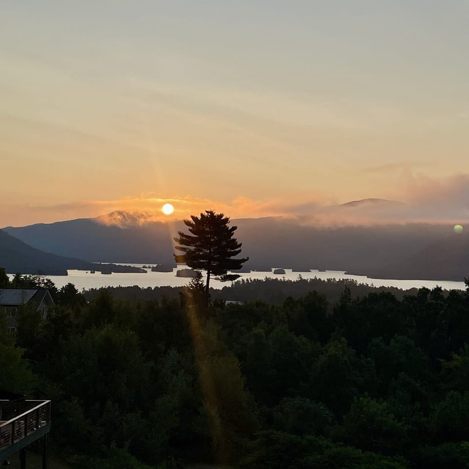 Sunrise on a misty morning.