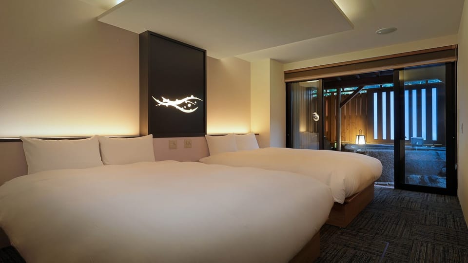 Sakura - Japanese-Western Style Room with Open-Air Bath (Tsuruya Main Building) | Down comforters, WiFi (free), bed sheets