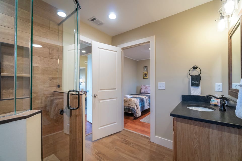 Hall bathroom with walk-in shower