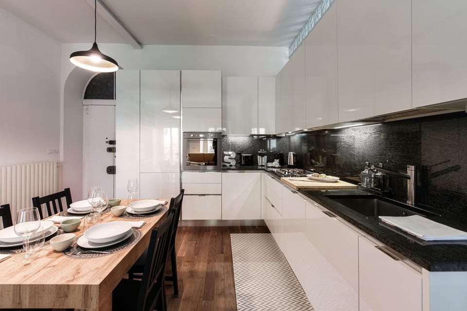 Apartment | Private kitchen | Full-size fridge, microwave, oven, stovetop