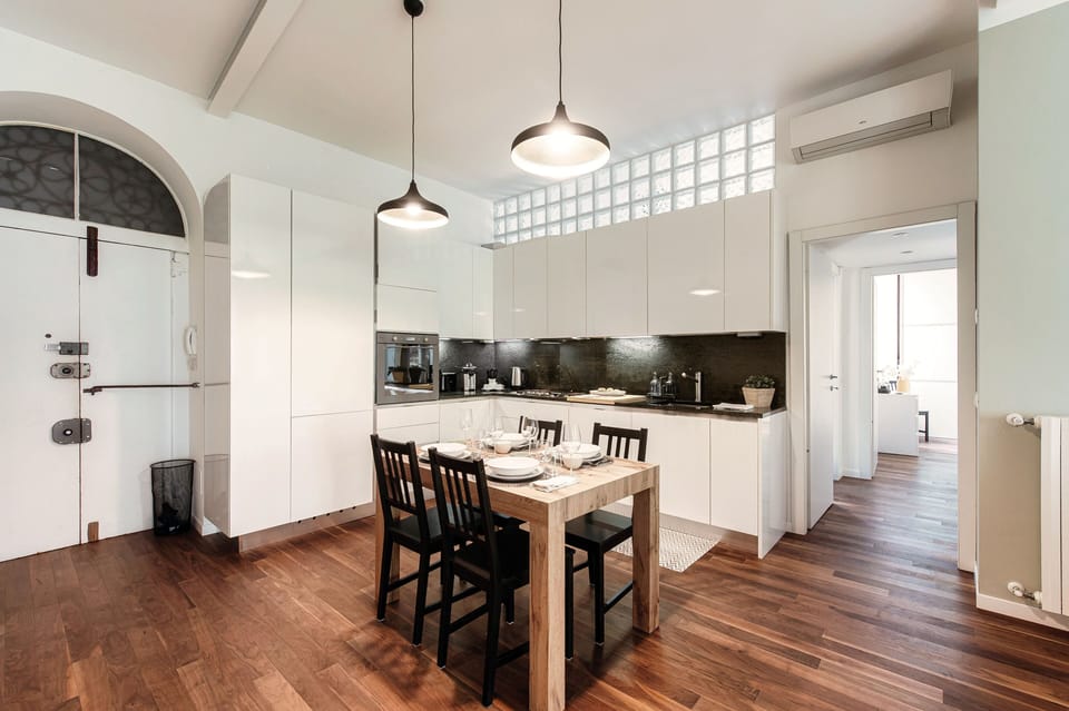 Apartment | Private kitchen | Full-size fridge, microwave, oven, stovetop