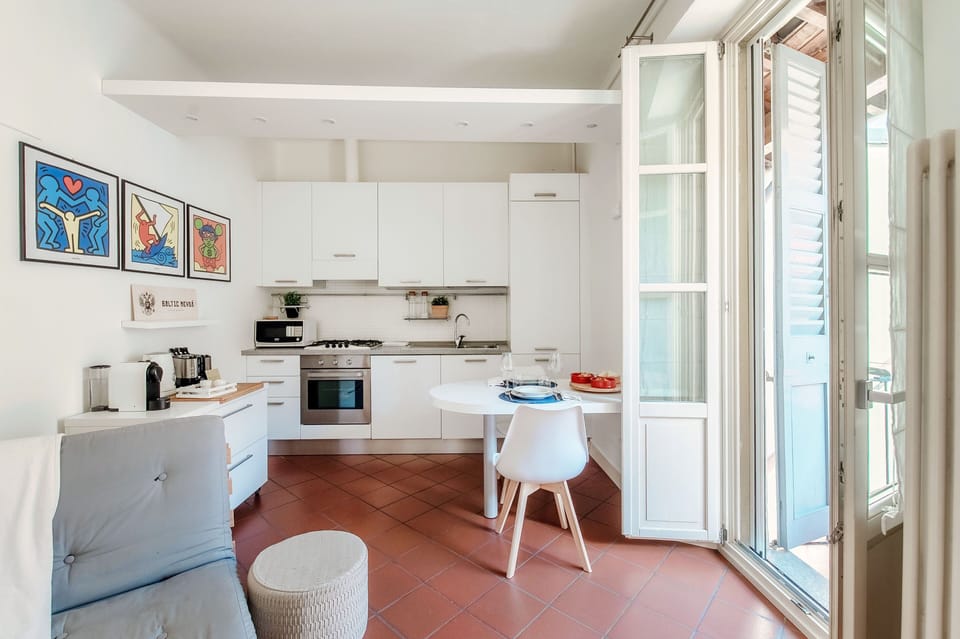 Apartment, Balcony | Private kitchen | Full-size fridge, microwave, oven, stovetop