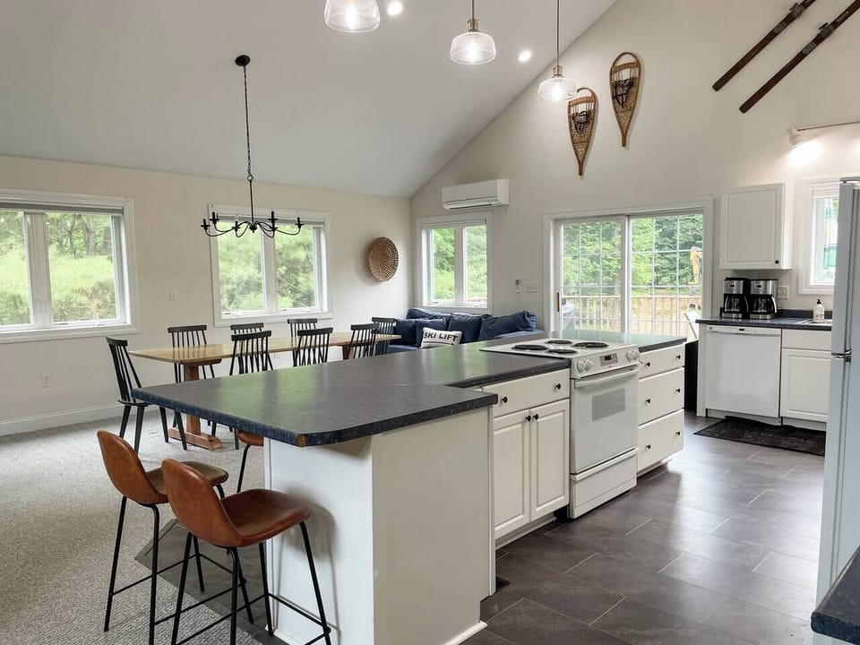 Plenty of space in the open kitchen and dining room