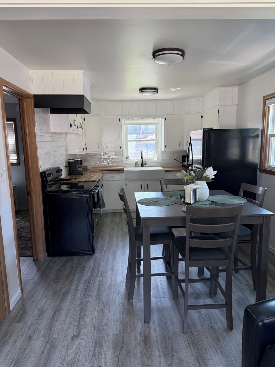 Kitchen and dining room. Booster seat is available for babies/small children
