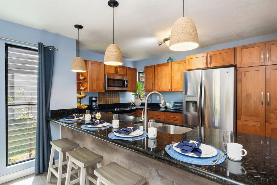 Island dining with sleek design and comfortable seating.