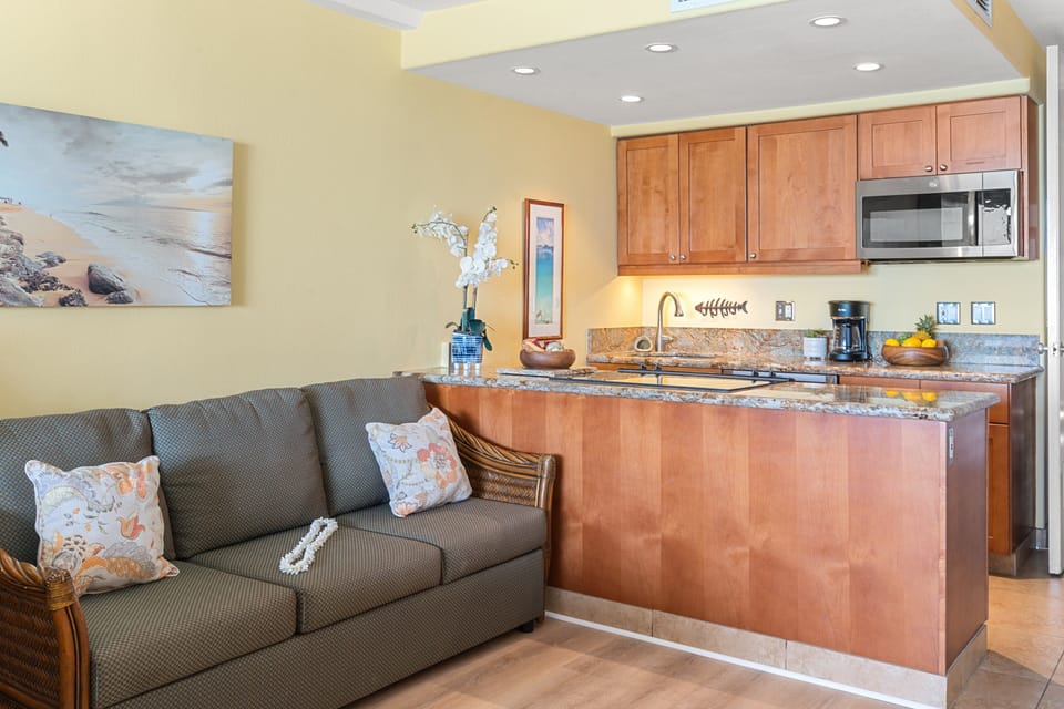 Living room featured a comfortable sleeper sofa for extra sleeping arrangement