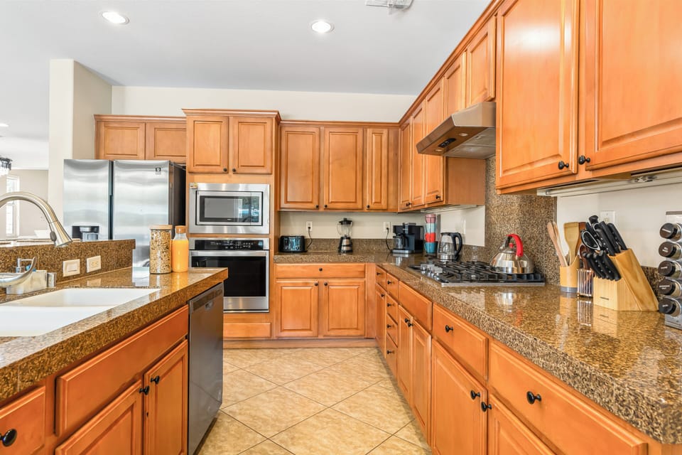 Fully stocked with reliable appliances and utensils.