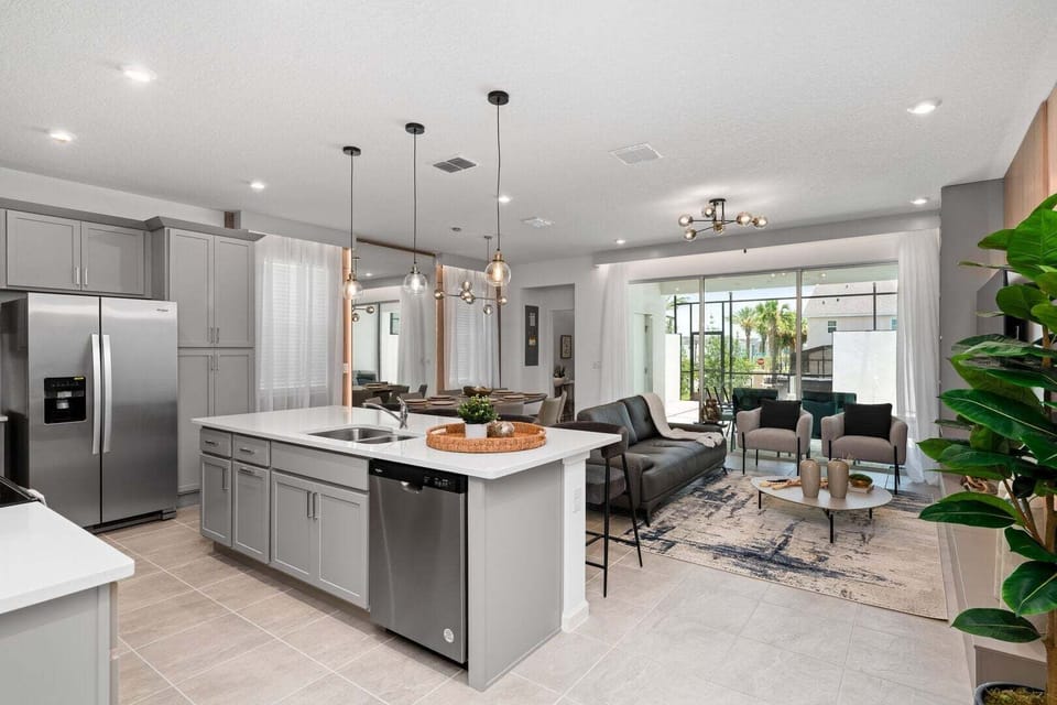 The house's open-concept layout is perfect for large groups and families.