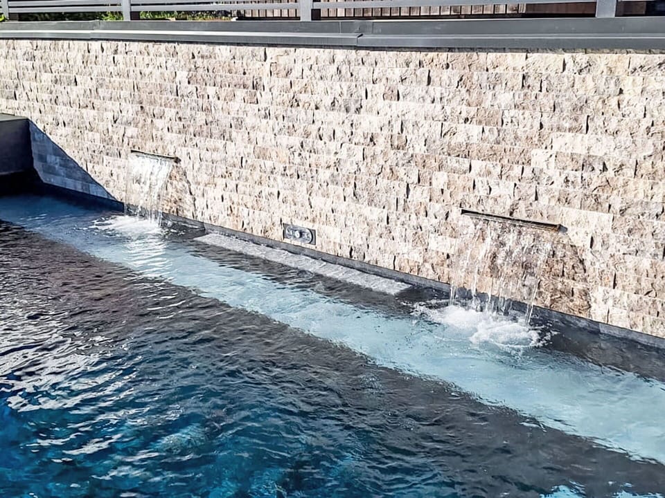 Composite Material, Stone Wall, Water Feature, Swimming Pool, Tile