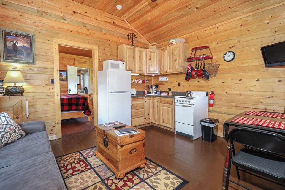 Cabin Living Area & Full Kitchen