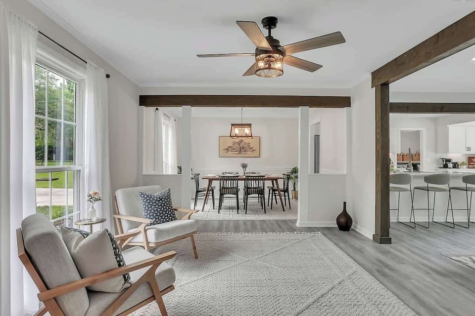 Additional seating in the front room, which blends into the dining room. A perfect spot to retire to after a long day of exploring. 