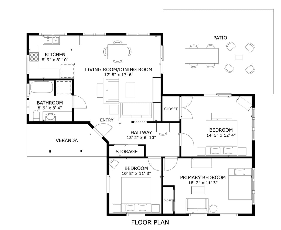 Cabin, 3 Bedrooms | Floor plan