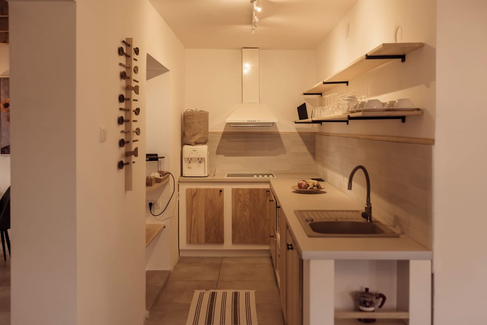 Comfort House | Private kitchen | Full-size fridge, microwave, oven, stovetop