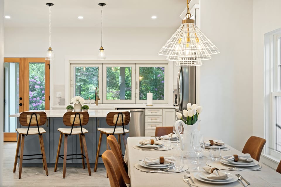 This inviting dining area sets the perfect mood for cozy winter meals