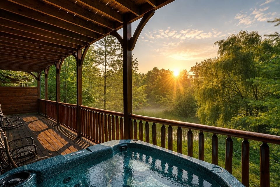 Sunrise from the hot tub on lower-level deck