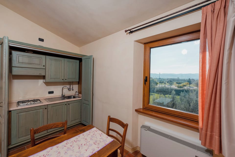 Mini-fridge, stovetop, electric kettle, highchair